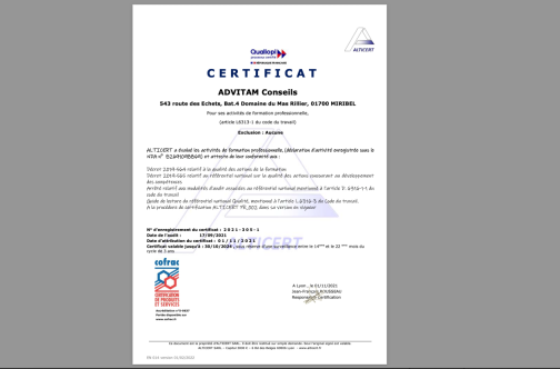 Certificat Qualiopi